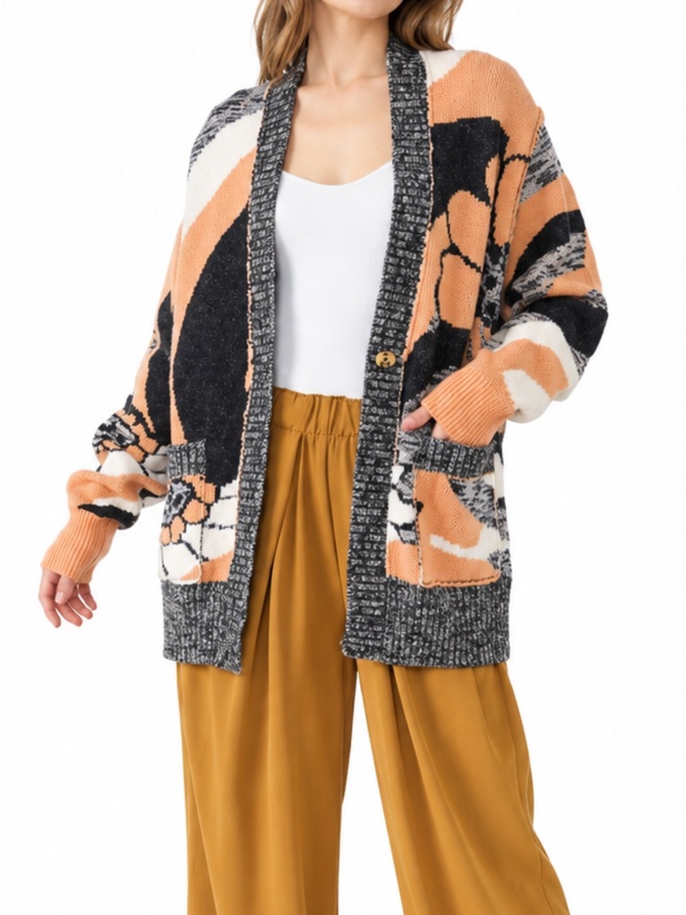 Free People August Orchard Peach 0014 oversized cardigan medium Halloween